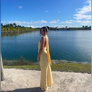 Hello Molly Satin Maxi Yellow dress